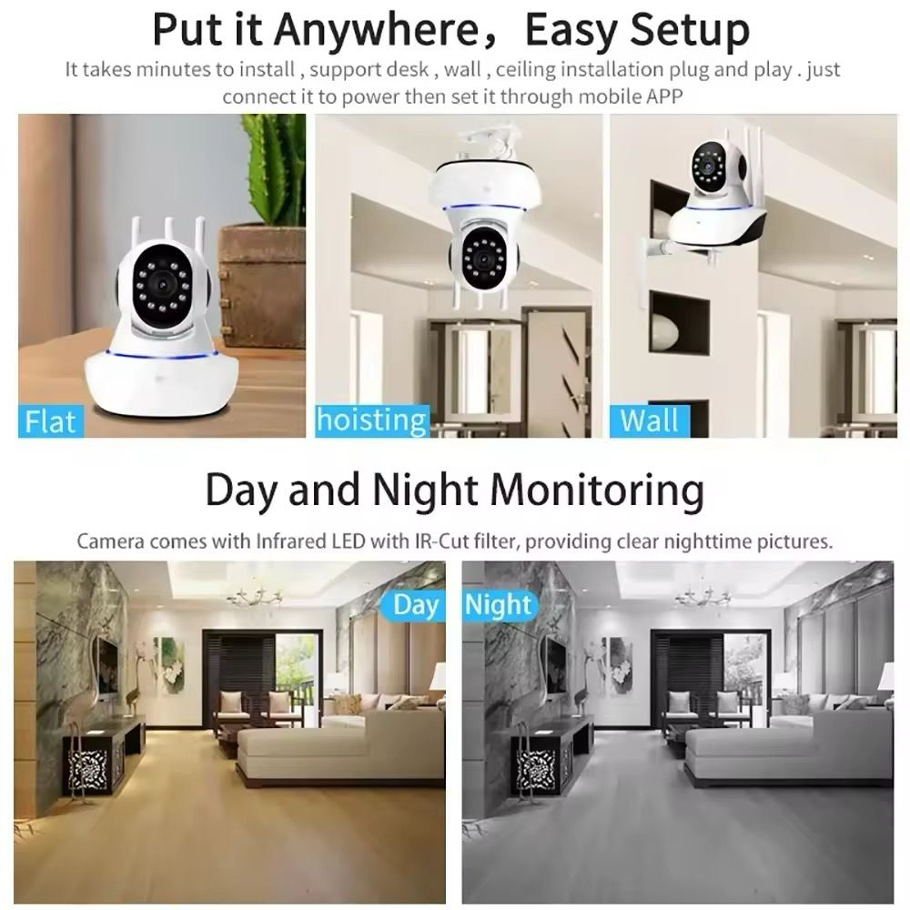 Cameră de supraveghere V380 WiFi HD, vizualizare live pe telefon, infrarosu, senzor de miscare, vedere nocturna [5]