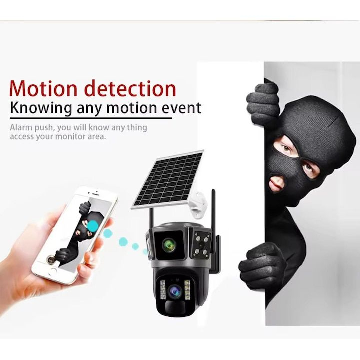 Camera supraveghere solara 6MP, ultraHD, rotativa 360, Wifi/4G, panou solar, vedere nocturna [4]