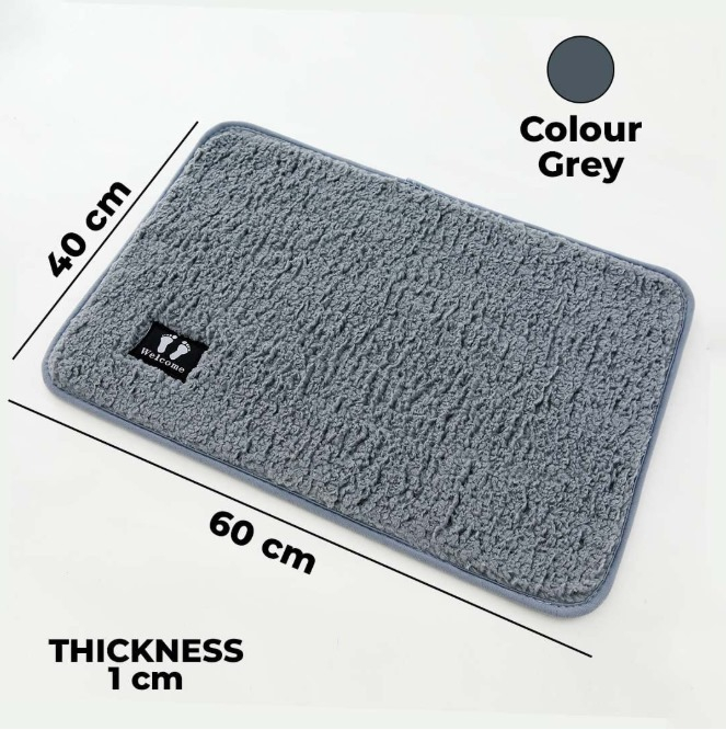 Covoras Baie Fluffy, pufos, anti-alunecare, 40x60 cm, Moale confortabil, antiderapanta, Gri [4]