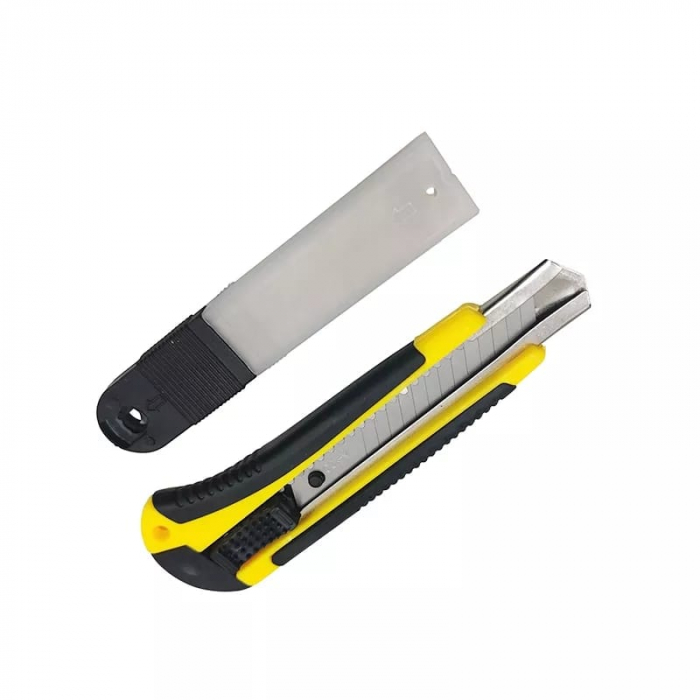 Cutter Utilitar cu 5 Lame Incluse , Dimensiune 18 mm , Material lame SK5 , Maner Ergonomic , Negru/Galben [4]