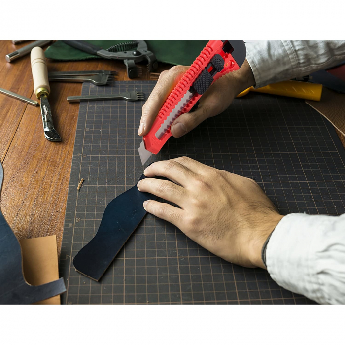 Cutter Utilitar , Dimensiune 18 mm , Material lame SK5 , Maner Ergonomic , Negru/Rosu [4]