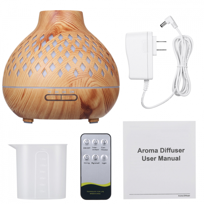 Difuzor de aroma, LED, 400 ml, Silentios, Maro Telecomanda, LED 7 culori, silentios, 400 ml [5]