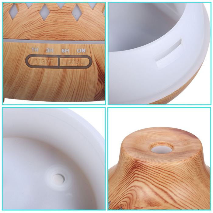 Difuzor de aroma, LED, 400 ml, Silentios, Maro Telecomanda, LED 7 culori, silentios, 400 ml [6]
