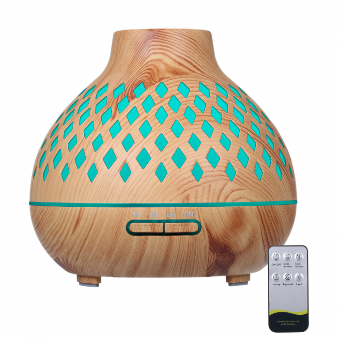 Difuzor de aroma, LED, 400 ml, Silentios, Maro Telecomanda, LED 7 culori, silentios, 400 ml [3]