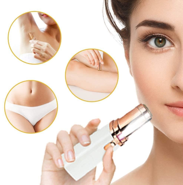 Epilator Facial cu Baterie , Aparat Portabil pentru Indepartarea Parului Facial cu LED - Alb Auriu/  Golden White [5]