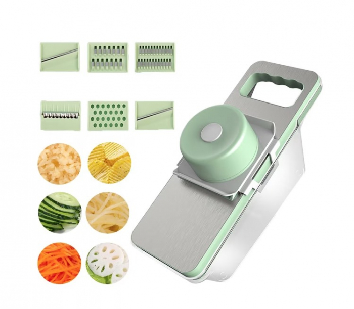 Feliator Manual Tip Mandolina cu Recipient, 6 in 1, gri [2]
