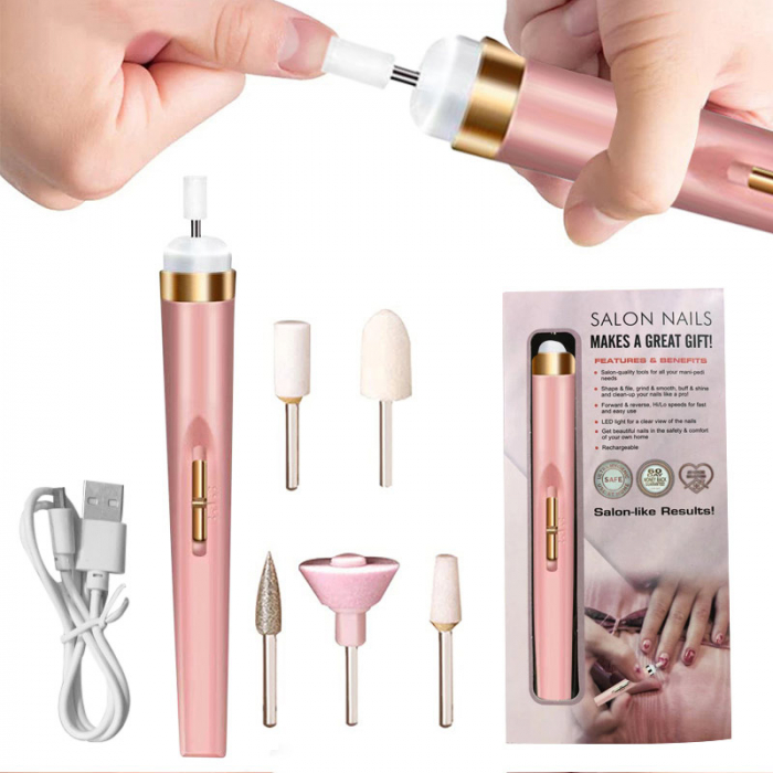 Freza, Pila Unghii Electrica, Incarcare USB, Roz [1]