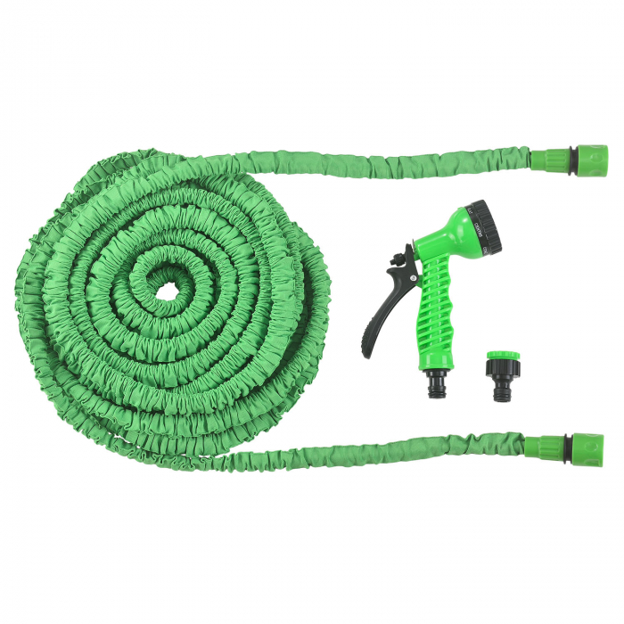 Furtun de gradina extensibil cu pistol multifunctional, 7 functii, lungime 30 m, Verde [1]