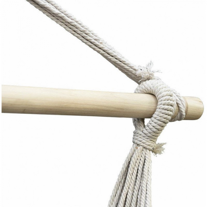Hamac Stil Brazilian, Suspendat, pentru Interior-Exterior, Bumbac, Instalare Usoara, 130 x 100 cm [4]