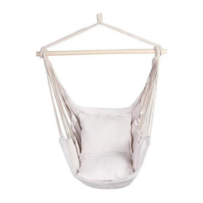Hamac Stil Brazilian, Suspendat, pentru Interior-Exterior, Bumbac, Instalare Usoara, 130 x 100 cm [7]