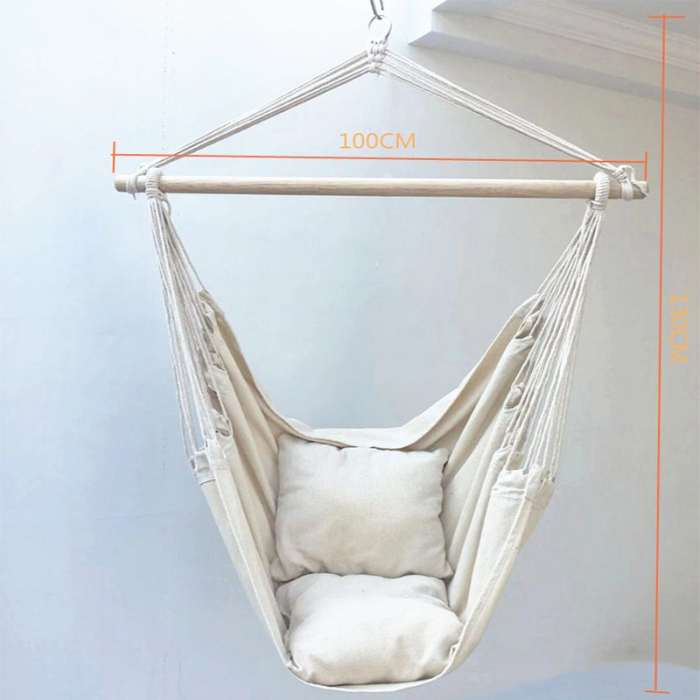 Hamac Stil Brazilian, Suspendat, pentru Interior-Exterior, Bumbac, Instalare Usoara, 130 x 100 cm [6]
