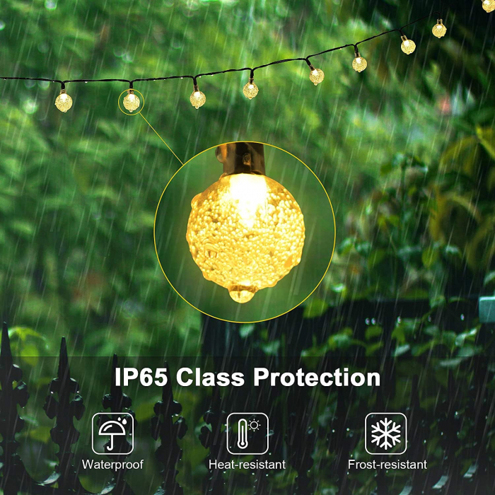 Instalatie Craciun cu Incarcare Solara, Tip Globuri de Cristal, 10 Led-uri,  Alb , Senzor de lumina [2]
