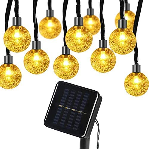Instalatie Craciun cu Incarcare Solara, Tip Globuri de Cristal, 10 Led-uri,  Alb , Senzor de lumina [4]