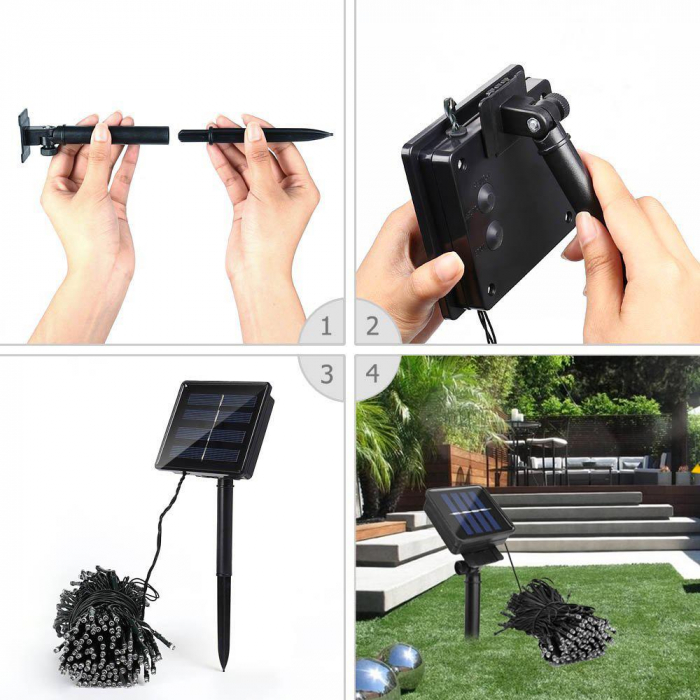 Instalatie cu 40 LED-uri , pentru Exterior, cu Incarcare Solara, Multicolor , 5 m [5]