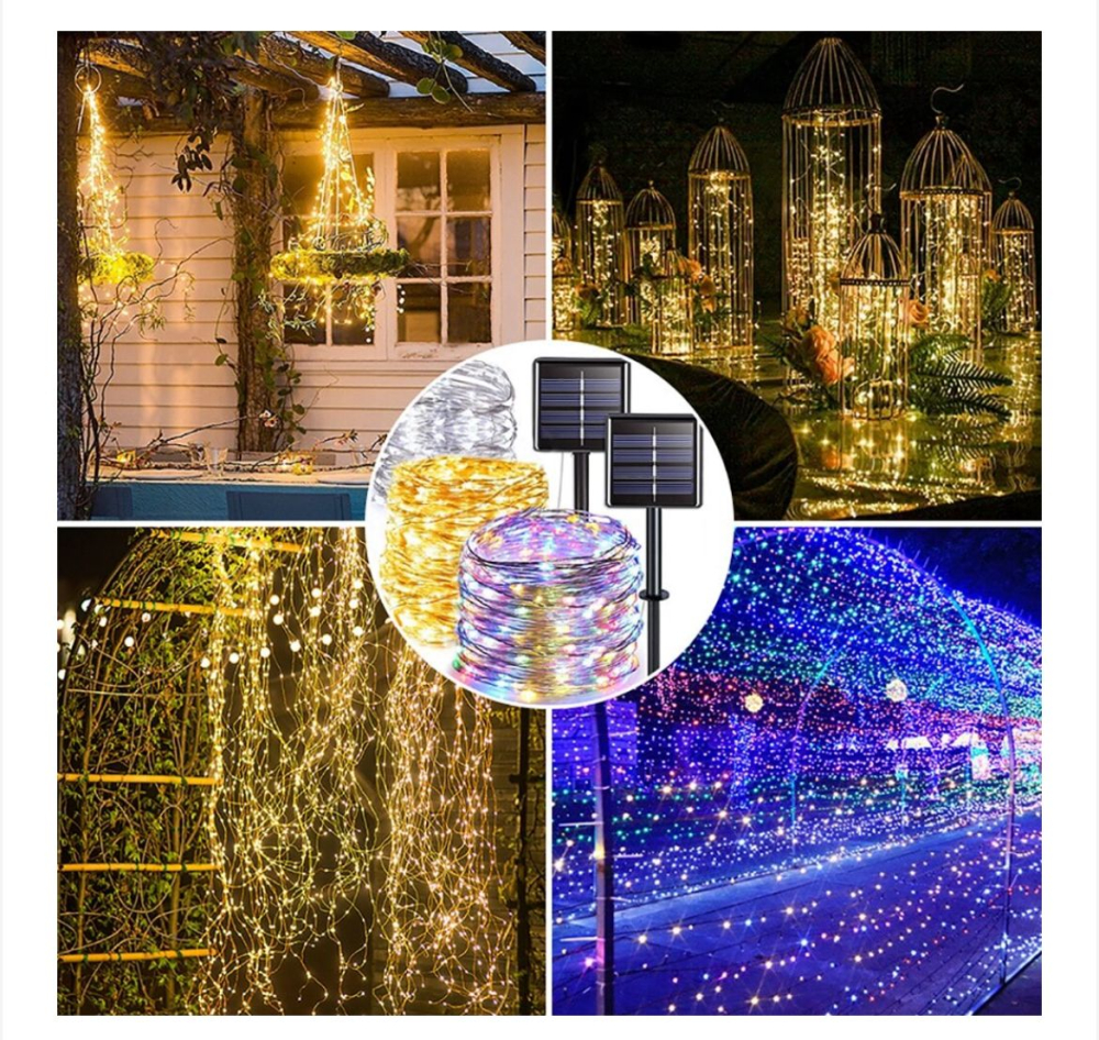 Instalatie cu incarcare solara, alb cald, 500 LED, pentru exterior [3]