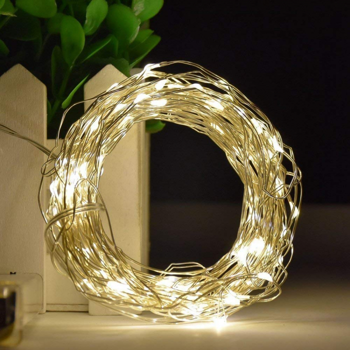 Instalatie de Craciun cu Led-uri Tip Liniar, 8 Jocuri de Lumini, Fir Cupru , Alb Cald [3]