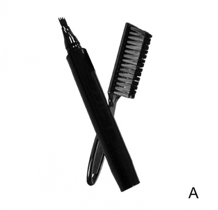 Kit Perie Fade si Creion, Contur pentru Barba si Mustata,Umplere Goluri, Black [3]