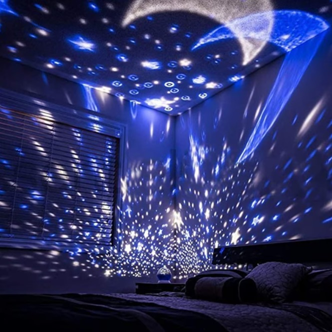 Lampa de veghe cu proiector rotativ cu stele si luna [2]
