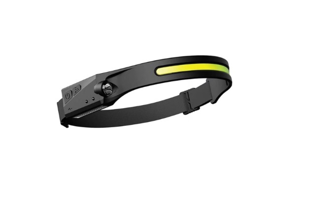 Lanterna de cap cu acumulator, profesionala, frontala cu unghi larg de iluminare, led puternic si senzor miscare, pentru vanatoare, pescuit, camping, santier, waterproof, negru [1]