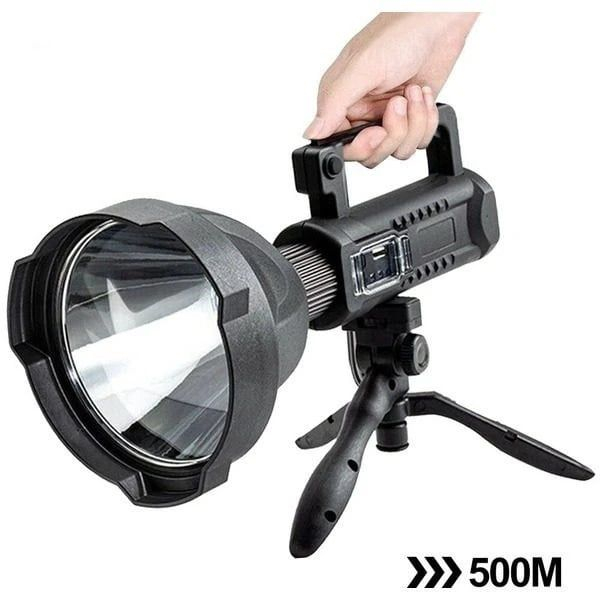 Lanterna Profesionala, cu Led WS119, Raza de actiune 500m, 4 moduri de iluminare, functie Powerbank, cu trepied inclus, culoare neagra [4]