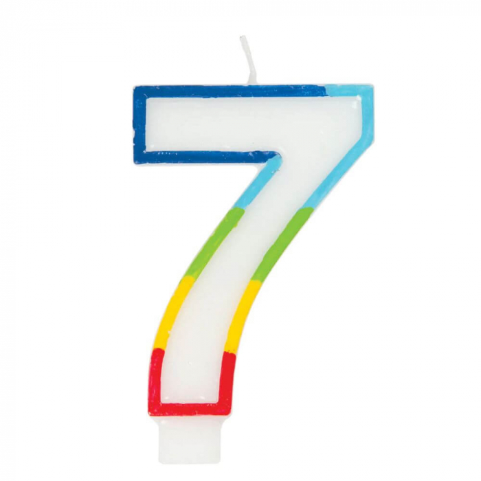 Lumanare Aniversara pentru Tort, Cifra 7, Lungime 7 cm, Parafina, Multicolor [1]