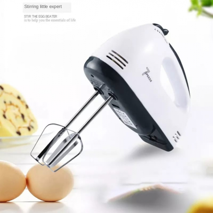 Mixer de Mana cu 4 Accesorii,  Scarlett , 7 viteze + Turbo, Alb-Negru [1]