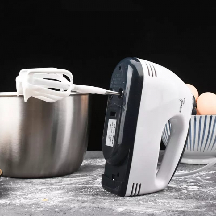 Mixer de Mana cu 4 Accesorii,  Scarlett , 7 viteze + Turbo, Alb-Negru [2]