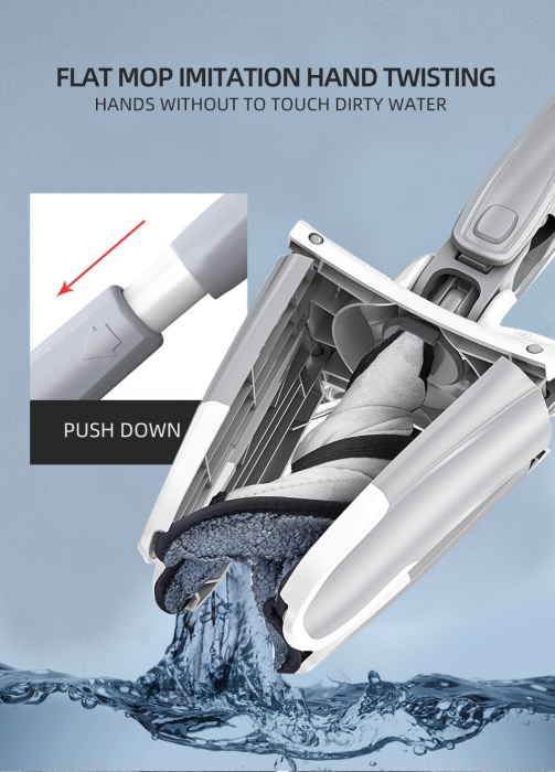 Mop cu coada telescopica, stoarcere din coada, 130 cm, 360 grade [4]