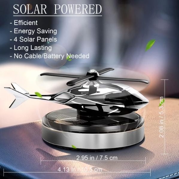 Odorizant Auto Cu Incarcare Solara, Baza Antiderapanta, Ulei Esential si Pipeta Incluse, Model Elicopter [4]
