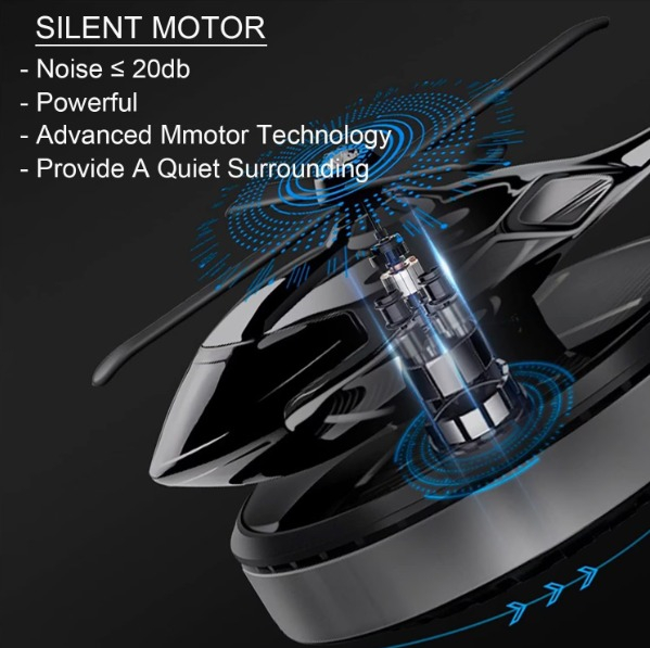 Odorizant Auto Cu Incarcare Solara, Baza Antiderapanta, Ulei Esential si Pipeta Incluse, Model Elicopter [2]