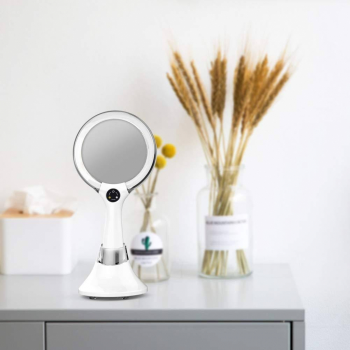 Oglinda Cosmetica cu 2 Tipuri de Lumina LED,Incarcare Wireless [9]