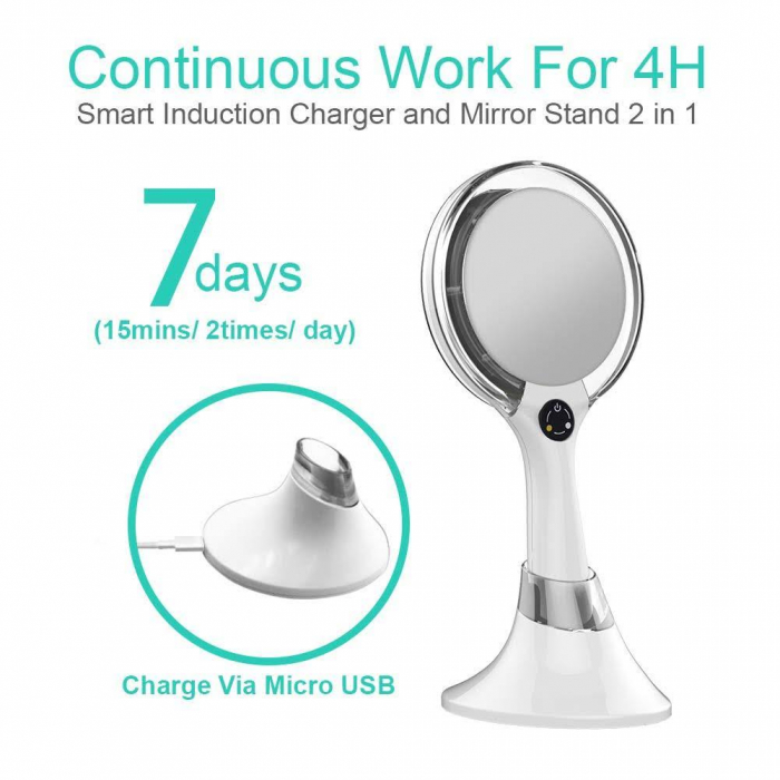 Oglinda Cosmetica cu 2 Tipuri de Lumina LED,Incarcare Wireless [7]