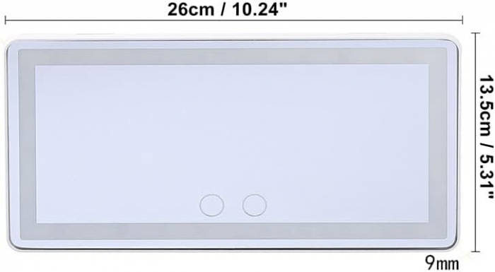 Oglinda Cosmetica pentru Masina cu LED, 3 Tipuri de Lumina, Buton TouchScreen Neutra, Alb Rece, Alb Cald, Incarcare USB, Prindere de Parasolar [4]