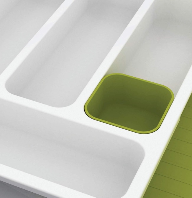 Organizator extensibil pentru tacamuri si cutite/ustensile 40 cm, alb - verde [5]