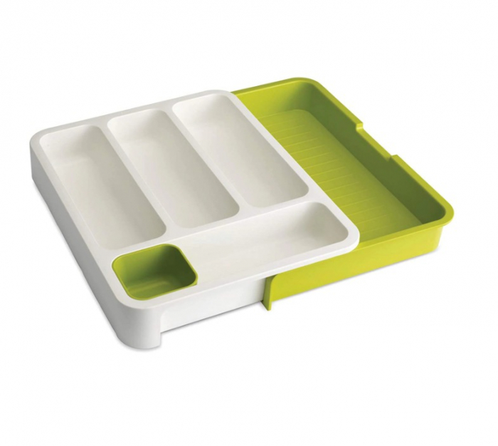 Organizator extensibil pentru tacamuri si cutite/ustensile 40 cm, alb - verde [6]