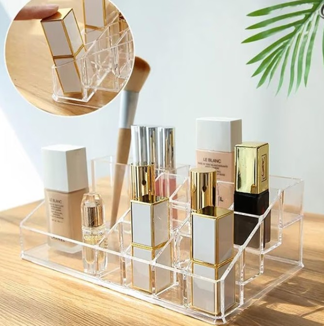 Organizator pentru Machiaje si Produse Cosmetice cu 16 Compartimente, Transparent [2]