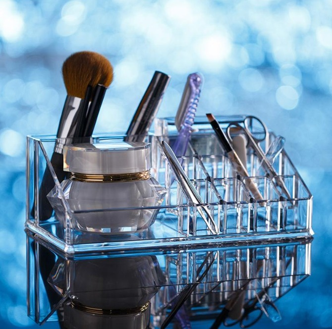 Organizator pentru Machiaje si Produse Cosmetice cu 16 Compartimente, Transparent [6]