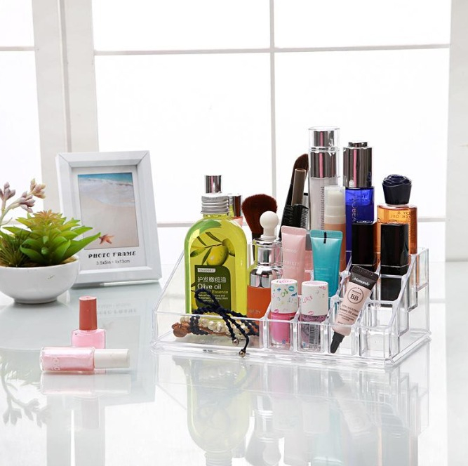 Organizator pentru Machiaje si Produse Cosmetice cu 16 Compartimente, Transparent [7]