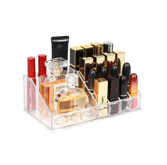 Organizator pentru Machiaje si Produse Cosmetice cu 16 Compartimente, Transparent [8]