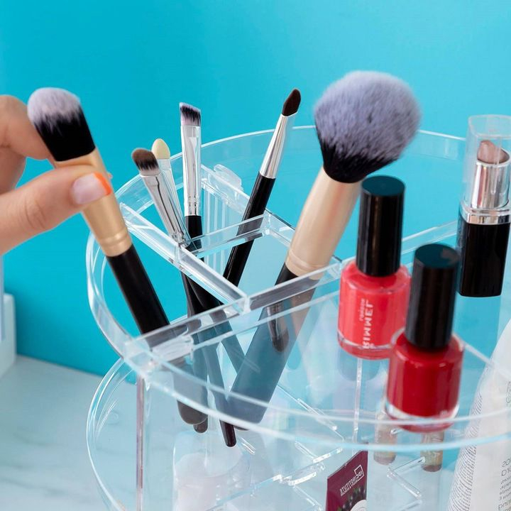 Organizator pentru produse cosmetice, ideal pentru depozitarea articolelor de make-up, sistem rotativ 360 °, 7 niveluri reglabile, transparent, practic, functional si robust, 23 x 30 cm [4]