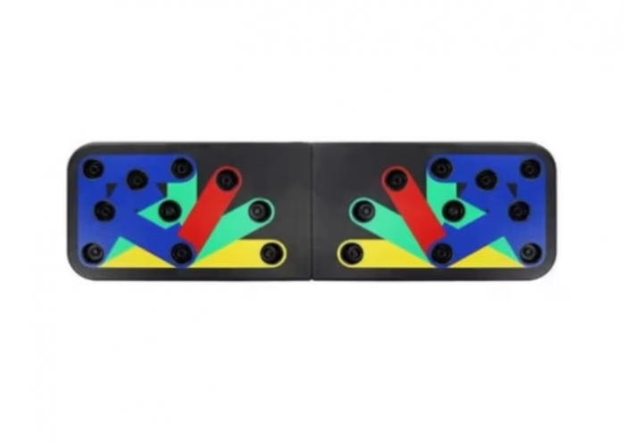 Placa pentru Flotari Multifunctionala, pe baza de culori, cu manere, pentru piept, umeri, spate si triceps, 65cm x 20cm x 10cm, RoveRim [1]