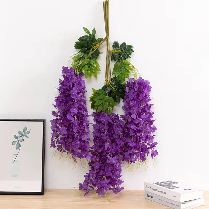 Planta artificiala palmier 180 cm + Set 12 bucati planta artificiala curgatoare culoare mov [2]