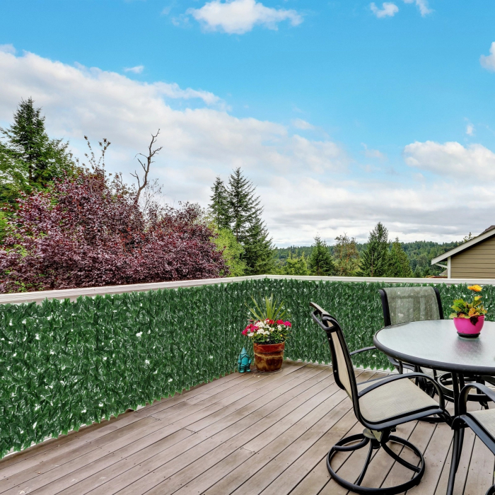 Rulou Artificial de Gard Viu din PE Anti-UV, 300x100 cm, Frunze Verde Inchis [2]