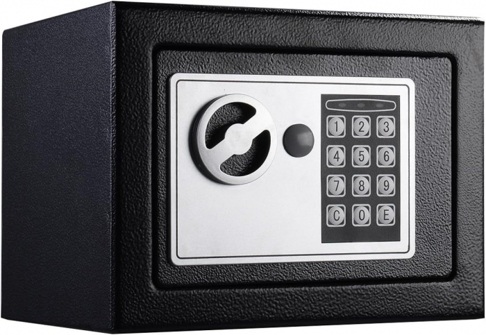 Seif din otel cu inchidere electronica si cheie 170x230x170mm, gri [6]