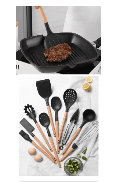 Set 10 Ustensile pentru Bucatarie + Bol Depozitare Premium, din Silicon Antiaderent, 11 Piese, BPA FREE, Compatibil cu Masina de Sapalat Vase [3]