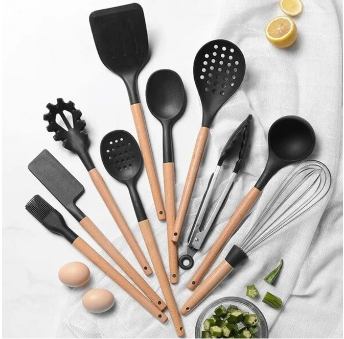 Set 10 Ustensile pentru Bucatarie + Bol Depozitare Premium, din Silicon Antiaderent, 11 Piese, BPA FREE, Compatibil cu Masina de Sapalat Vase [1]