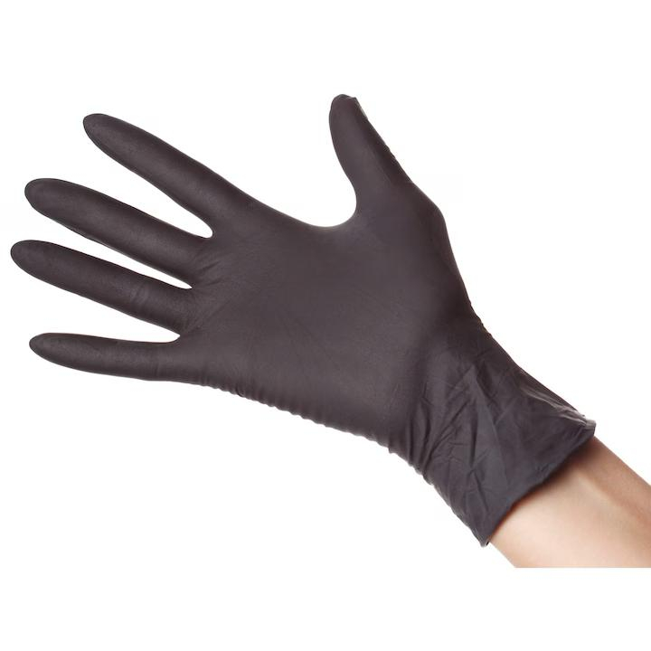 Set 100 bucati manusi de unica folosinta din Nitril, texturate, negre, marimea XL [2]