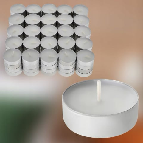 Set 100 lumânări tip pastilă, fără miros, alb, timp de ardere 3 ore [2]