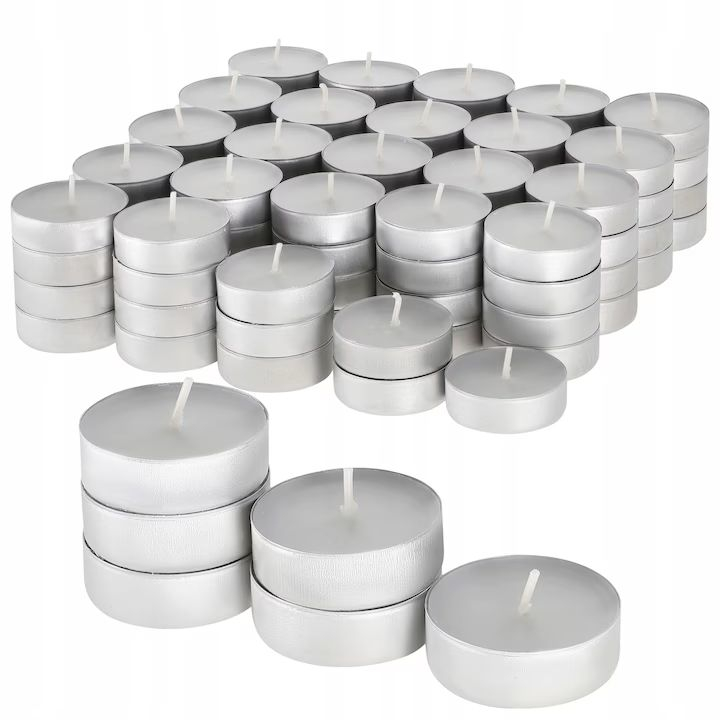 Set 100 lumânări tip pastilă, fără miros, alb, timp de ardere 3 ore [3]