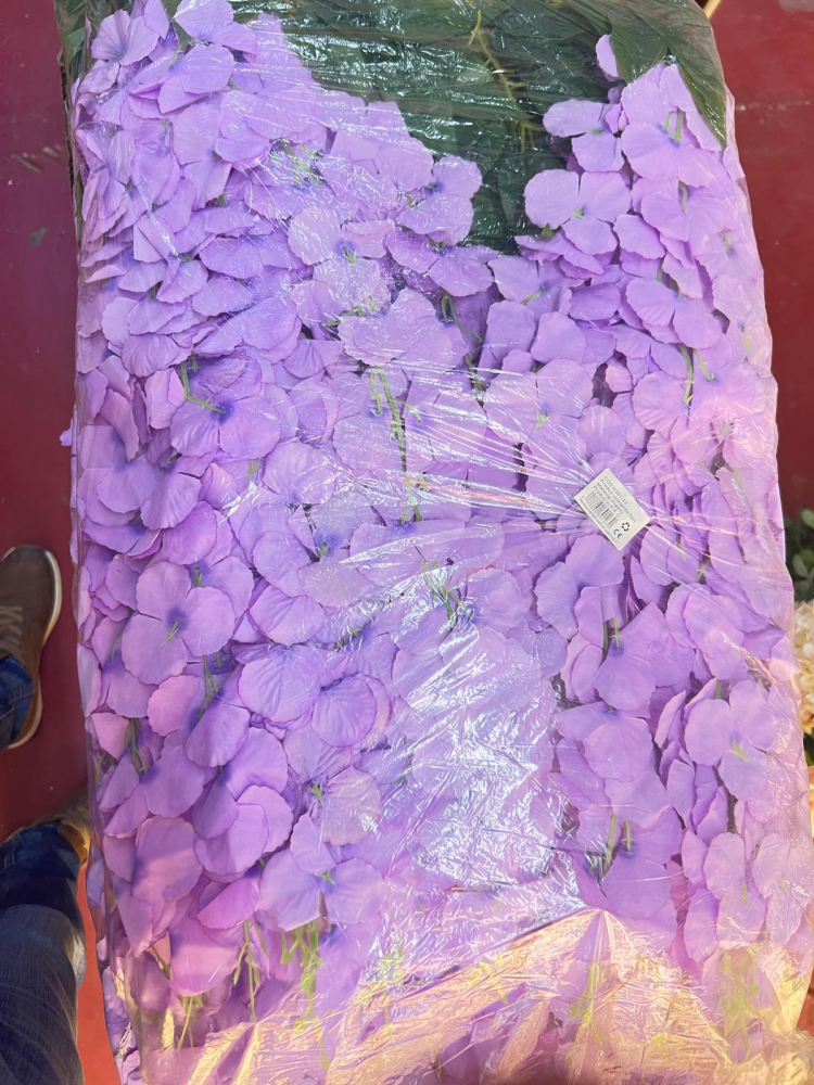Set 12 Bucati Planta Artificiala Curgatoare, Agatat ghirlanda flori de matase, pentru nunta petrecere gradina in aer liber verdeata acasa decorare de perete, Lungime 1.1m, Violet [2]
